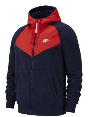 Nike Men’s Fleece Hoodie Jacket Size XL Blue / Red .